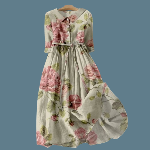 Nirella | Elegante Abito Donna Longuette in Misto Cotone e Lino 1