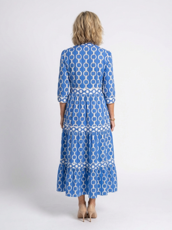 Nora | Elegante Abito Midi Donna con Stampa Geometrica e Maniche a 3/4 2