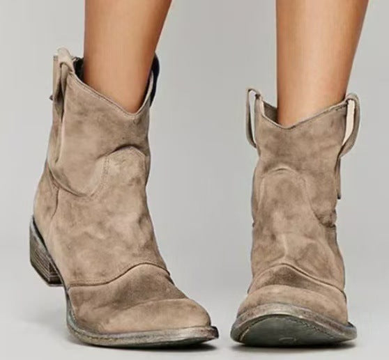 Nubri | Eleganti Stivaletti Donna in Pelle Scamosciata con Tacco Larghezza Stabilità 0