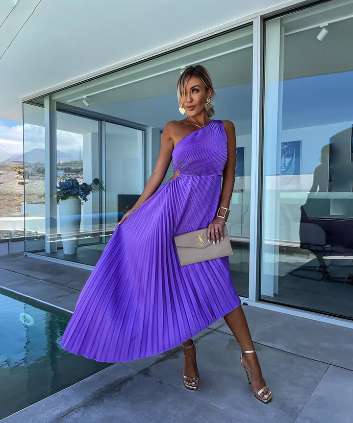 Olivia | Abito da Cerimonia Monospalla Elegante Midi Femminile 1