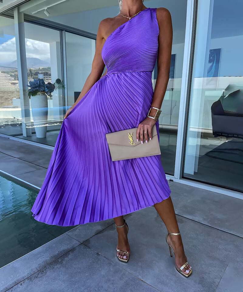 Olivia | Abito da Cerimonia Monospalla Elegante Midi Femminile 2