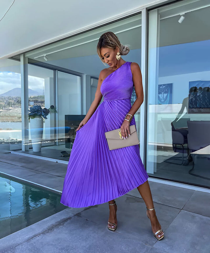 Olivia | Abito da Cerimonia Monospalla Elegante Midi Femminile 3