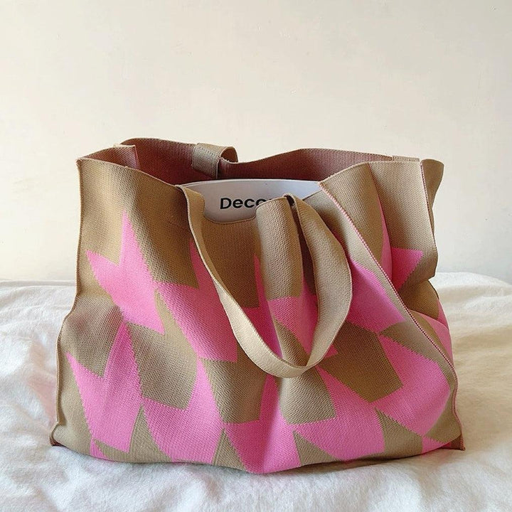 Olivia | Borsa tote in tela oversize con motivo geometrico 0