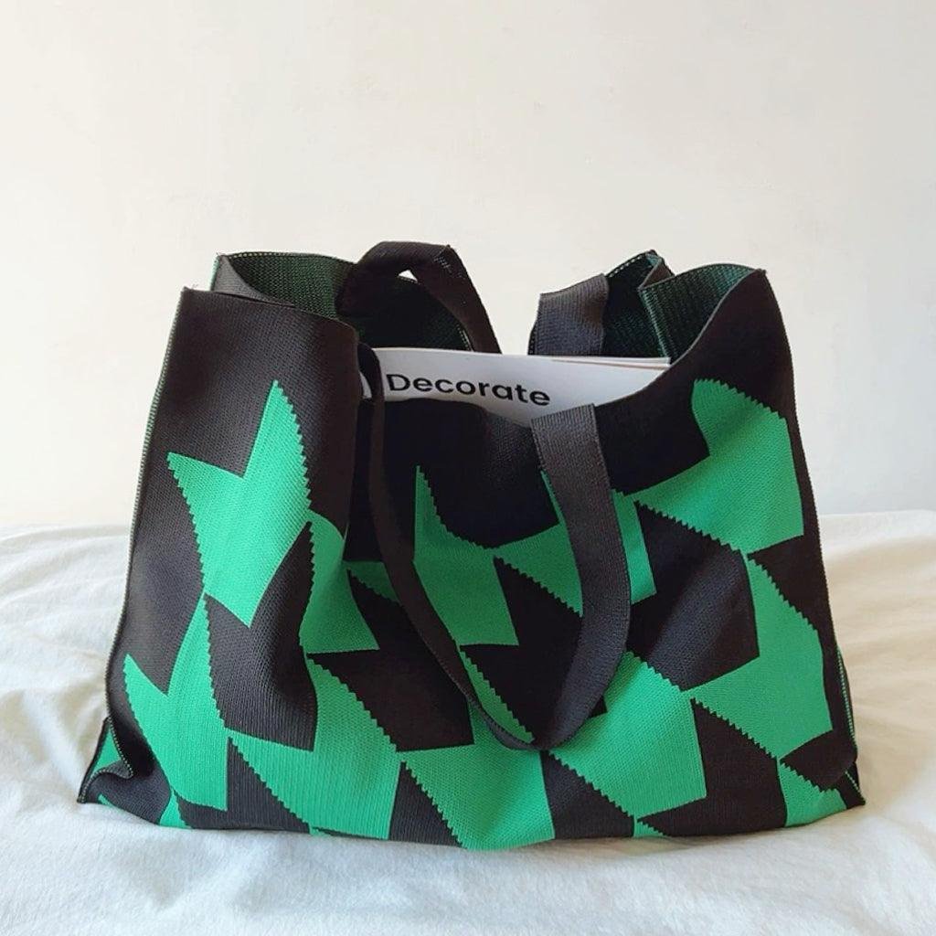 Olivia | Borsa tote in tela oversize con motivo geometrico 1