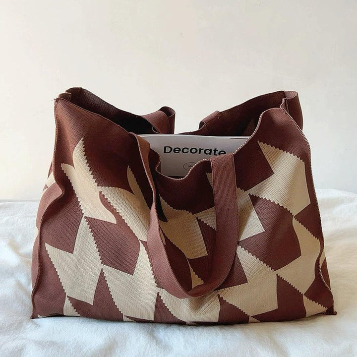 Olivia | Borsa tote in tela oversize con motivo geometrico 2