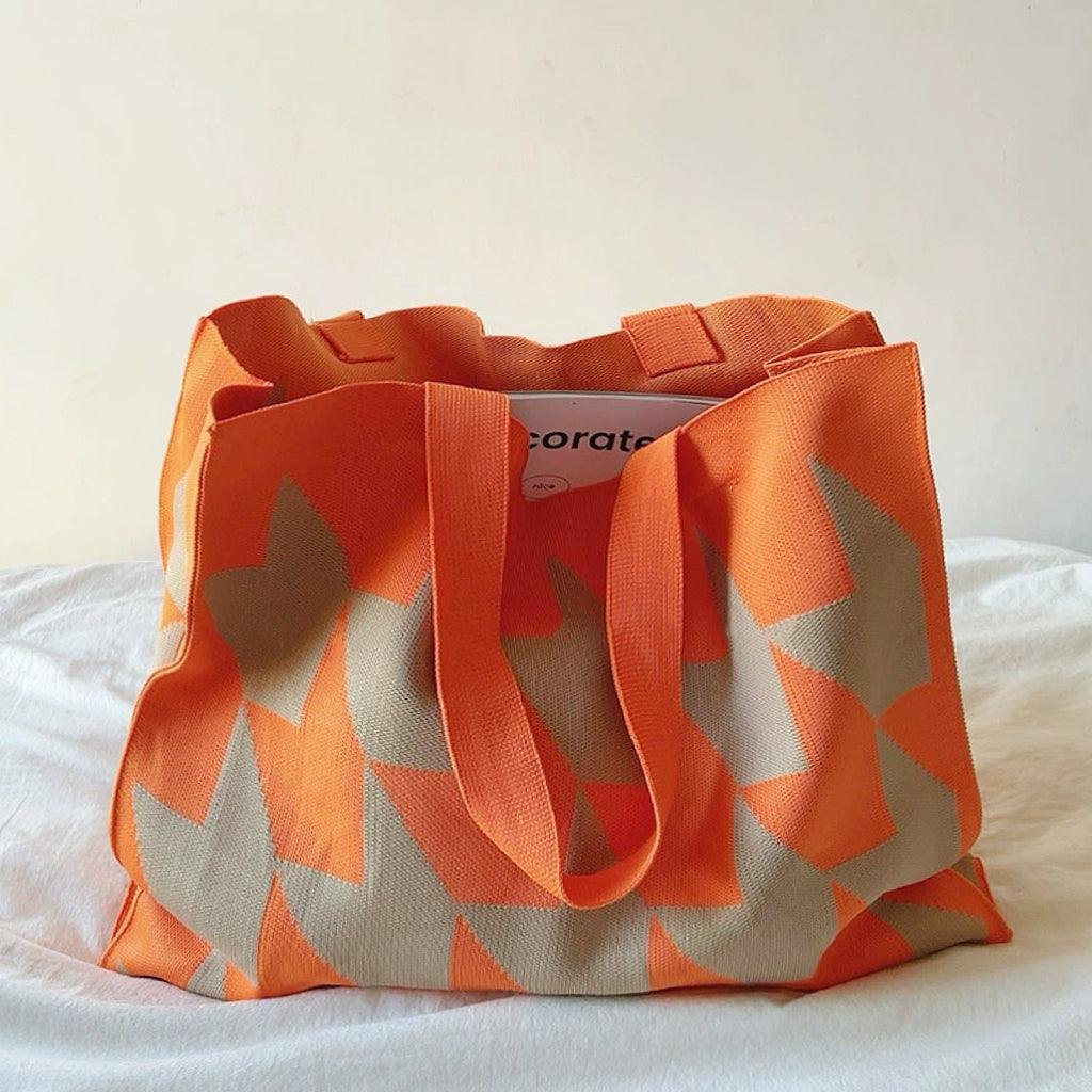 Olivia | Borsa tote in tela oversize con motivo geometrico 3