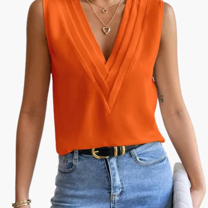 Olivia | Elegante Blusa Donna Smanicata con Scollo a V - Perfetta per Ogni Occasione 3