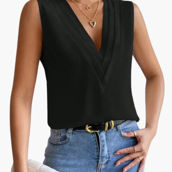 Olivia | Elegante Blusa Donna Smanicata con Scollo a V - Perfetta per Ogni Occasione 4