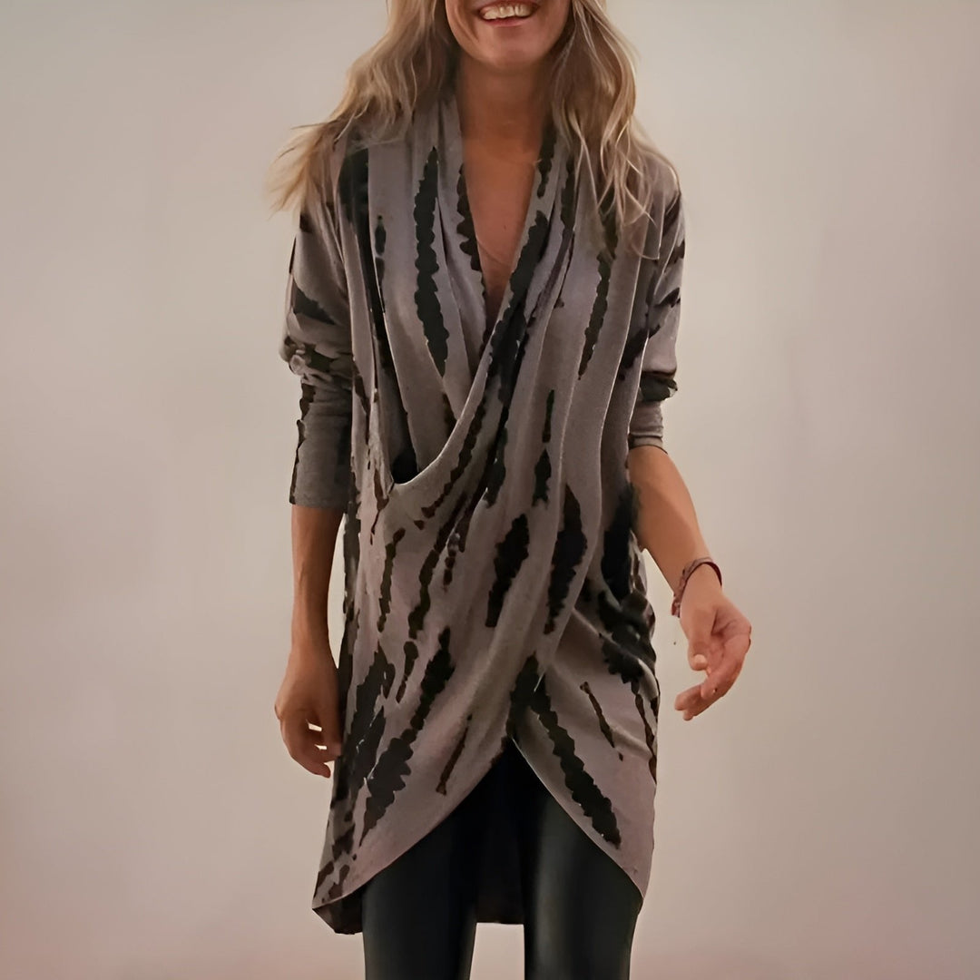 Olivia | Tunica elegante e rilassata con scollo a V e stampa astratta 0