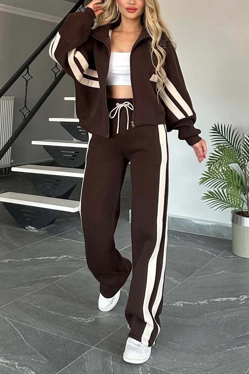 Oriana | Comodo e Sportivo Set di Tute per Donne - Giacca con Zip e Pantaloni Larghi 3