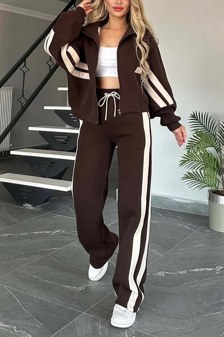 Oriana | Comodo e Sportivo Set di Tute per Donne - Giacca con Zip e Pantaloni Larghi 3