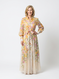 Isabella | Elegante maxi abito a maniche lunghe con motivo floreale