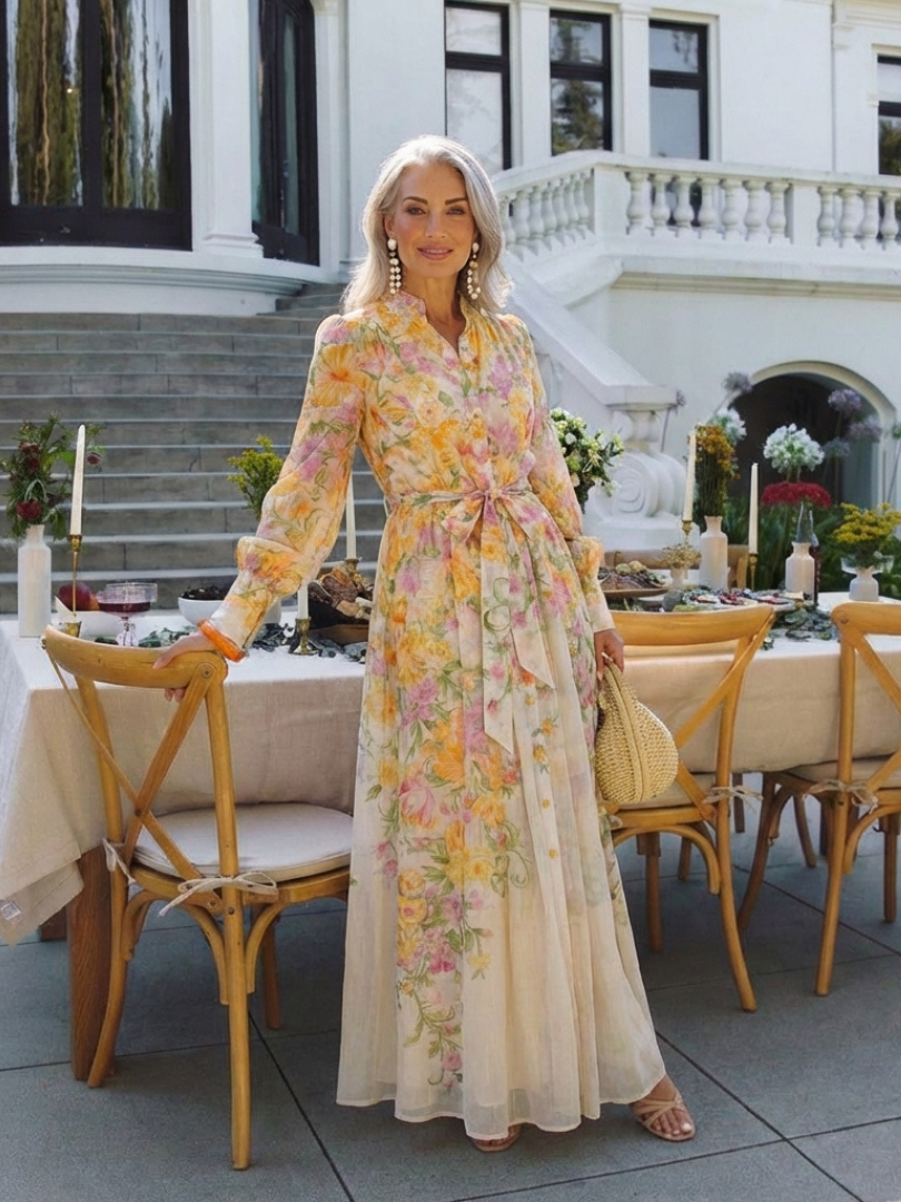 Poppy | Elegante Abito Lungo Cerimonia Floreale per Occasioni Speciali 7