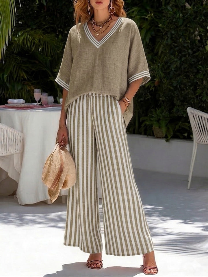 Poppy | Elegante completo da donna in cotone e lino, composto da due pezzi 6
