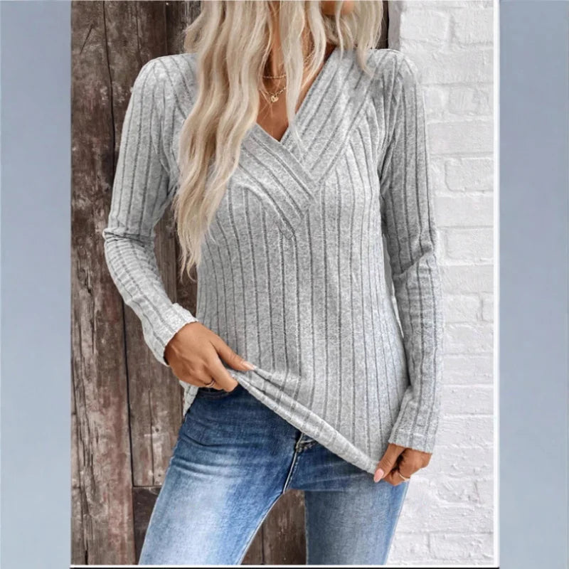 Quinn | Elegante maglione a righe incassate 2