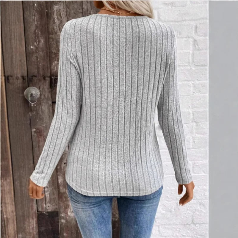 Quinn | Elegante maglione a righe incassate 4