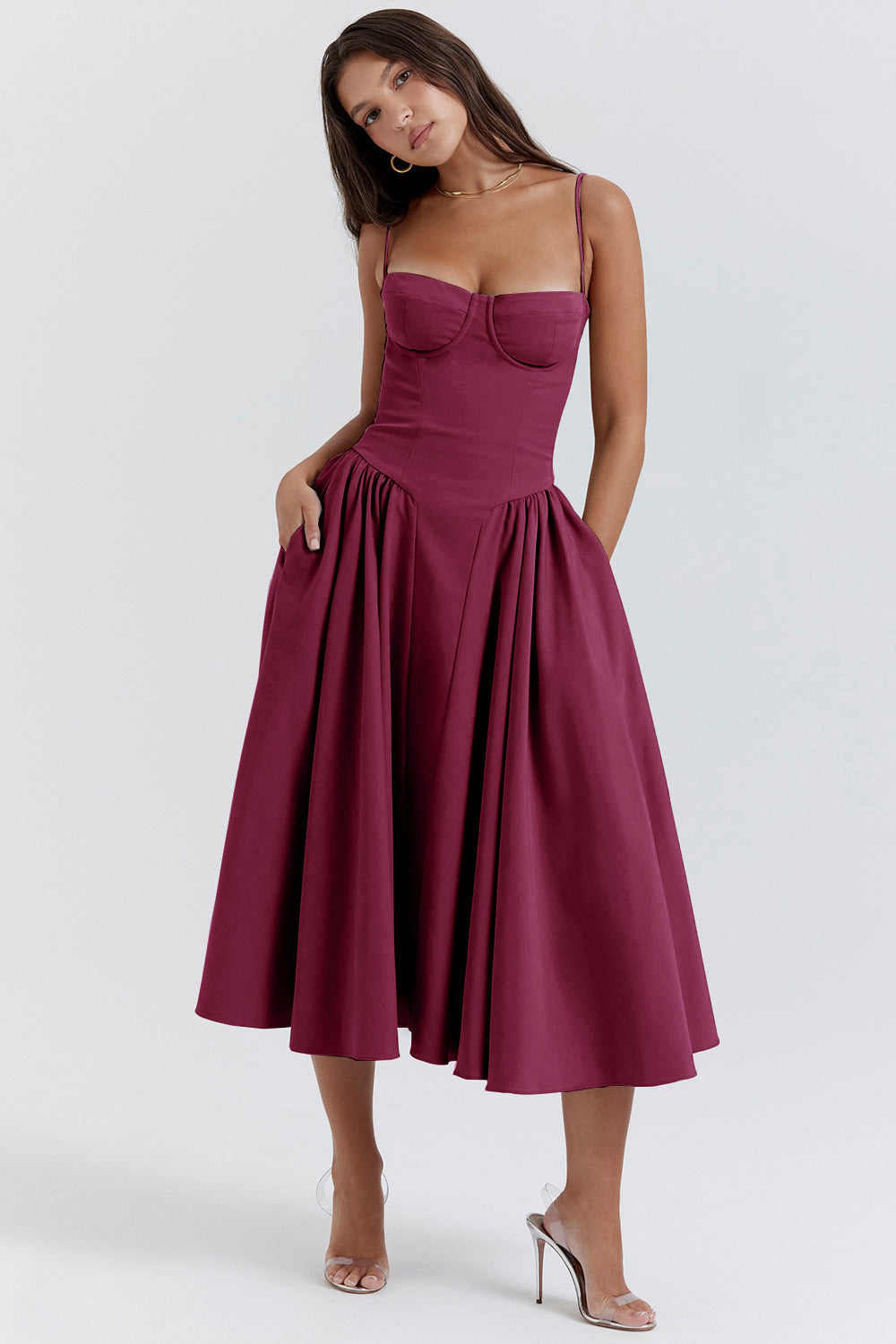 Ravena | Abito Lungo Elegante Cerimonia Senza Maniche Femminile 6