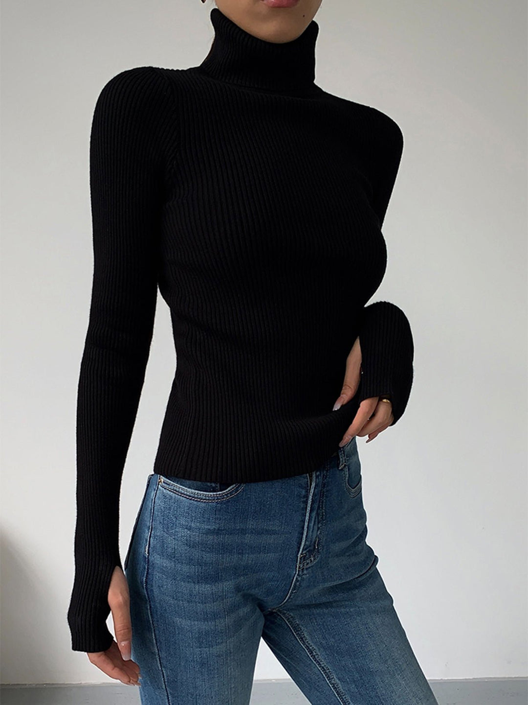 Scarlett | Maglione da donna a collo alto a coste, leggero e lavorato a maglia 6