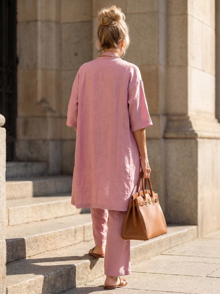 Selena | Completo Donna Elegante – Set Traspirante in Tre Pezzi con Top e Pantaloni a Gamba Larga 8