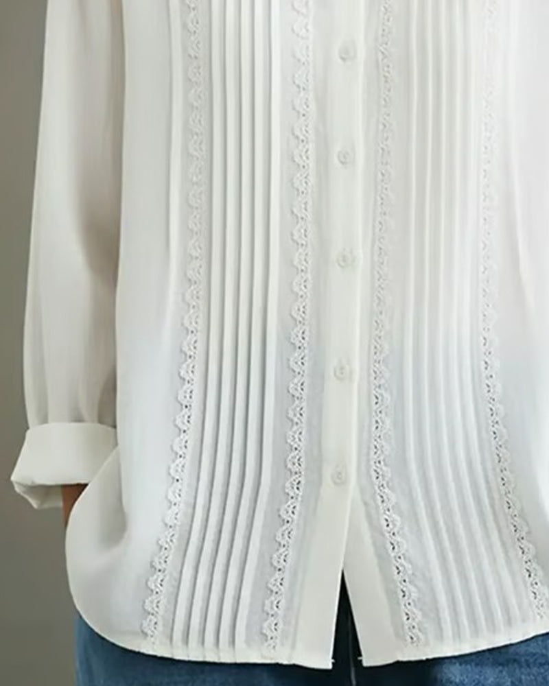 Selenia | Elegante Camicetta Donna Plissettata con Pizzo - Camicetta Elegante per Ogni Occasione 7