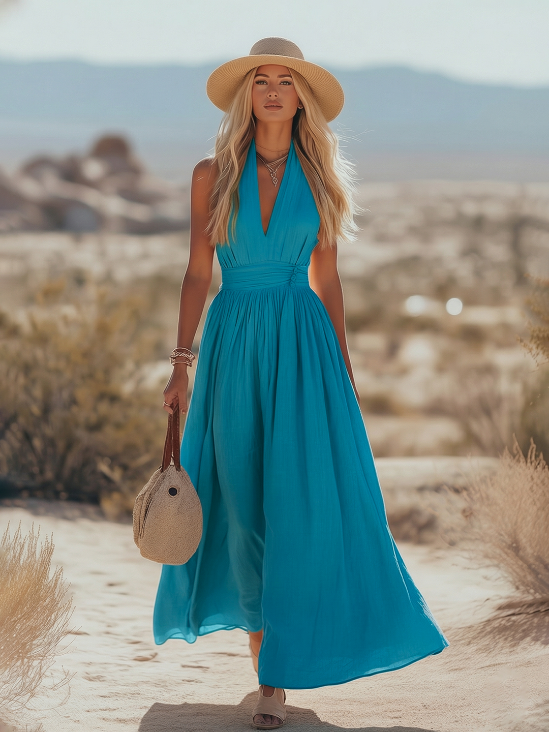 Serafina | Elegante e Fluido Abito Lungo con Scollo all'Americana 2