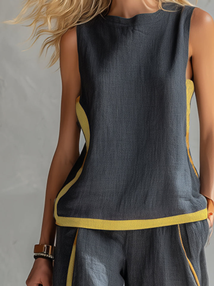 Sienna | Completo Donna Elegante – Set Due Pezzi Casual-Chic con Top Senza Maniche e Pantaloni a Gamba Larga 1