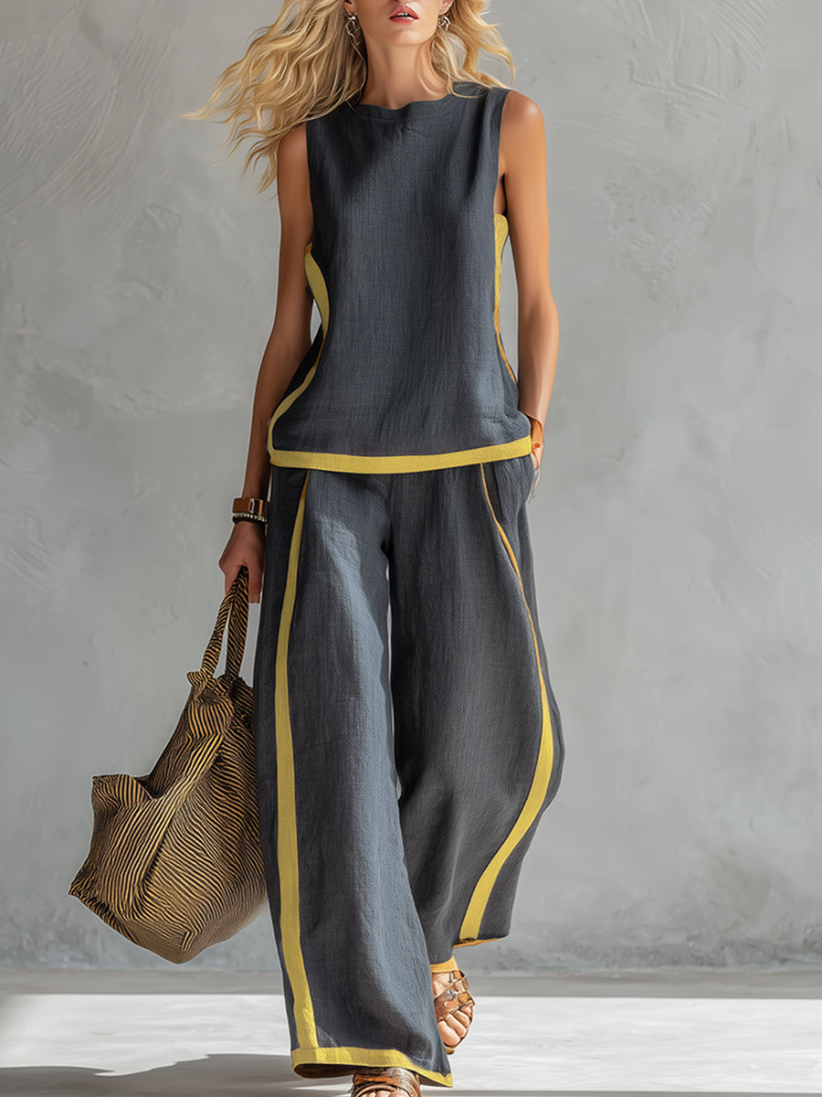 Sienna | Completo Donna Elegante – Set Due Pezzi Casual-Chic con Top Senza Maniche e Pantaloni a Gamba Larga 2