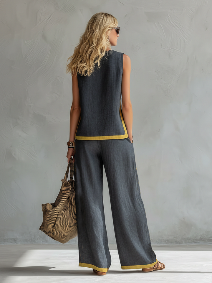 Sienna | Completo Donna Elegante – Set Due Pezzi Casual-Chic con Top Senza Maniche e Pantaloni a Gamba Larga 3