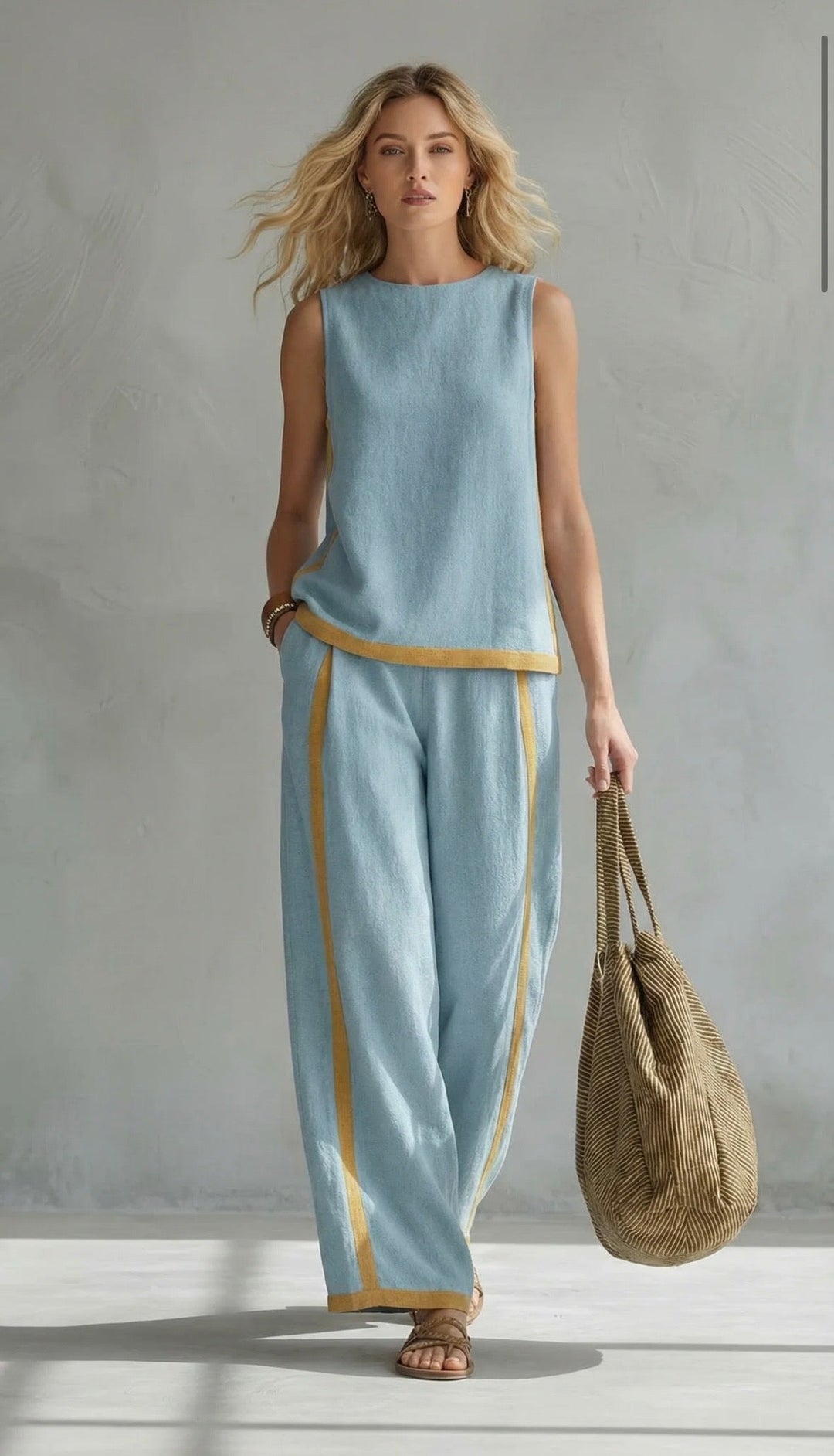 Sienna | Completo Donna Elegante – Set Due Pezzi Casual-Chic con Top Senza Maniche e Pantaloni a Gamba Larga 6