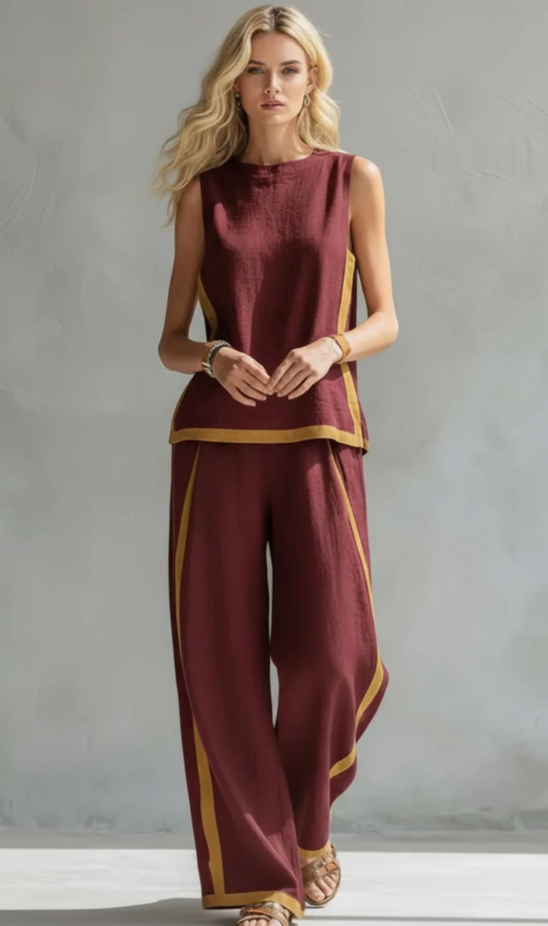 Sienna | Completo Donna Elegante – Set Due Pezzi Casual-Chic con Top Senza Maniche e Pantaloni a Gamba Larga 8