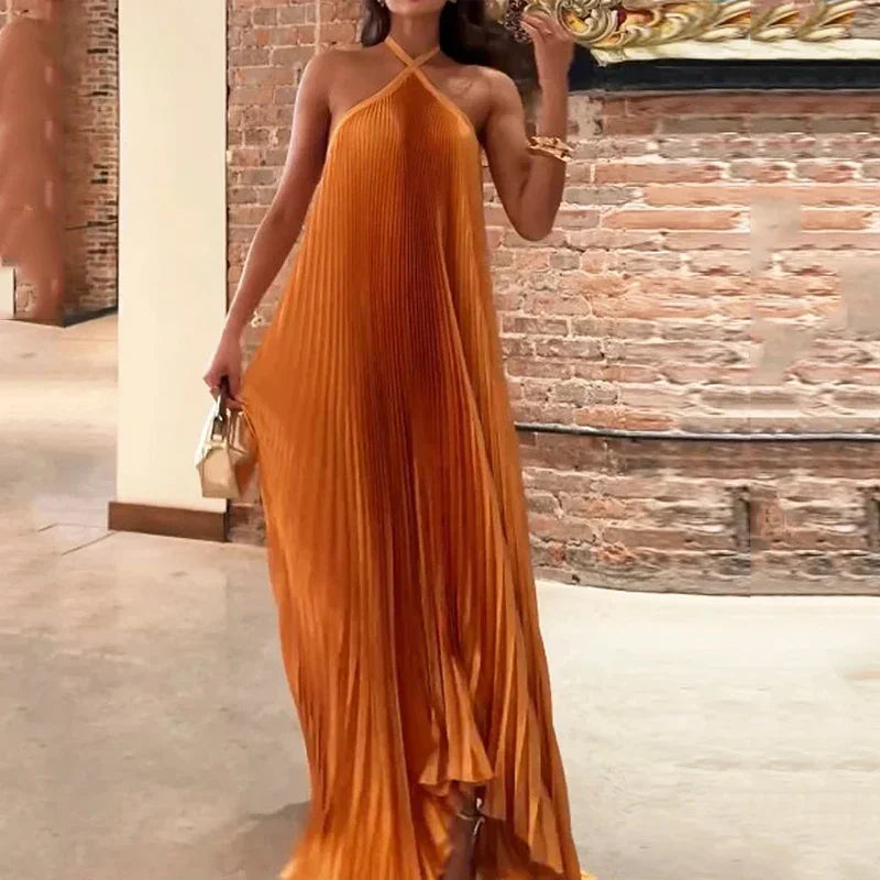Sofia | Abiti Cerimonia Donna Eleganti Fluido Scollo Americano Maxi 1