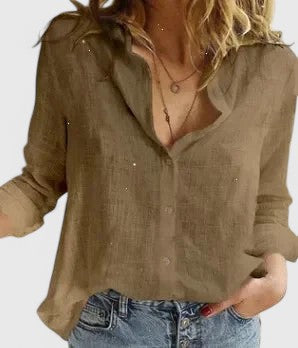 Sofia | Camicia Lino Donna Bianco Ampia Elegante Casual Fit 3