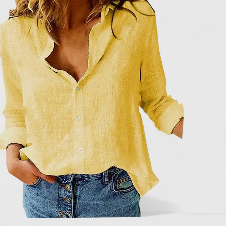Sofia | Camicia Lino Donna Bianco Ampia Elegante Casual Fit 5