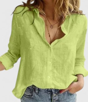 Sofia | Camicia Lino Donna Bianco Ampia Elegante Casual Fit 6