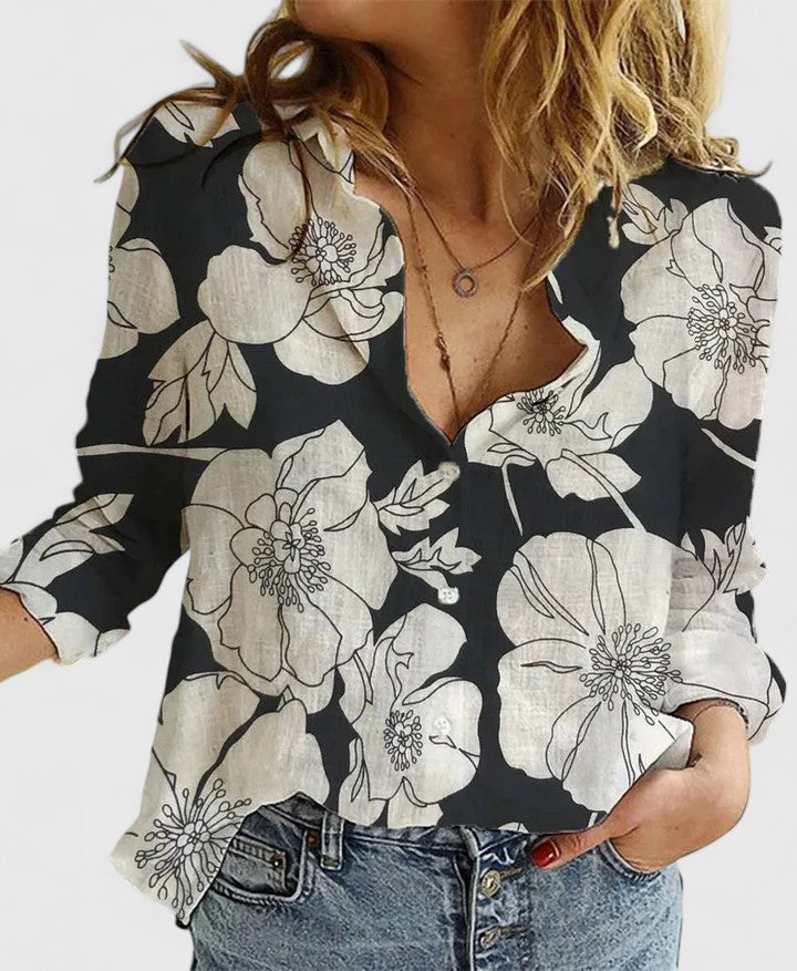Sofia | Camicia Lino Donna Bianco Ampia Elegante Casual Fit 9
