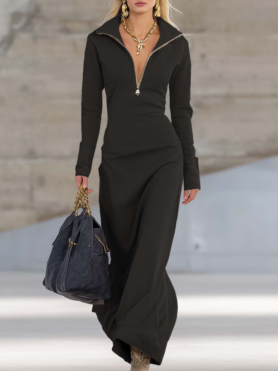 Sofia | Elegante Abito Lungo Estivo con Cappuccio e Cerniera Frontale 10
