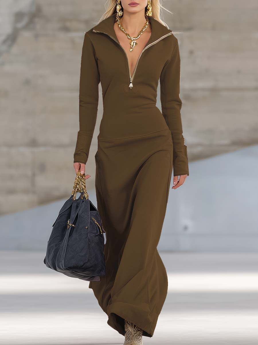 Sofia | Elegante Abito Lungo Estivo con Cappuccio e Cerniera Frontale 11