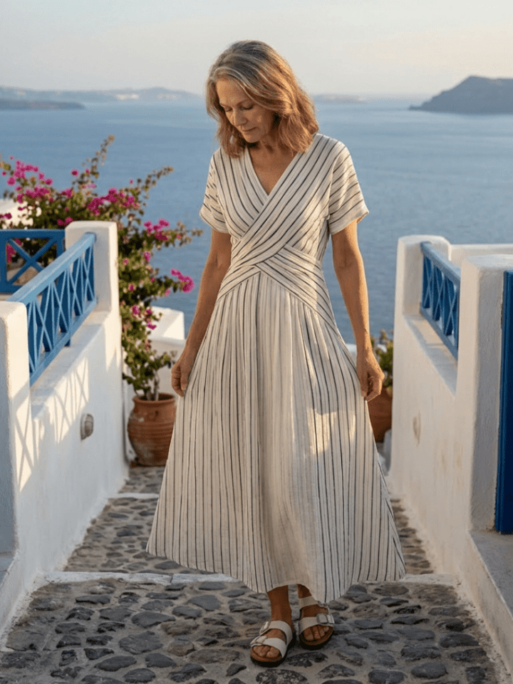 Sofia | Elegante Abito Midi Cerimonia Donna con Scollo a V e Maniche Corte 1