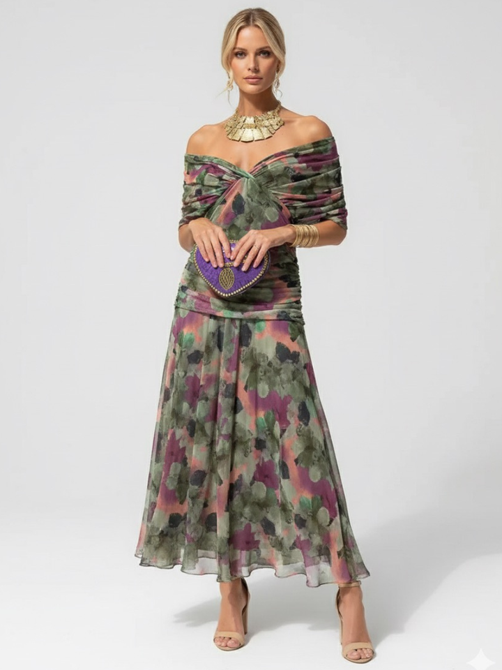 Sofia | Elegante Abito da Donna Midi in Tessuto Fluido per Cerimonie e Occasioni Speciali 0