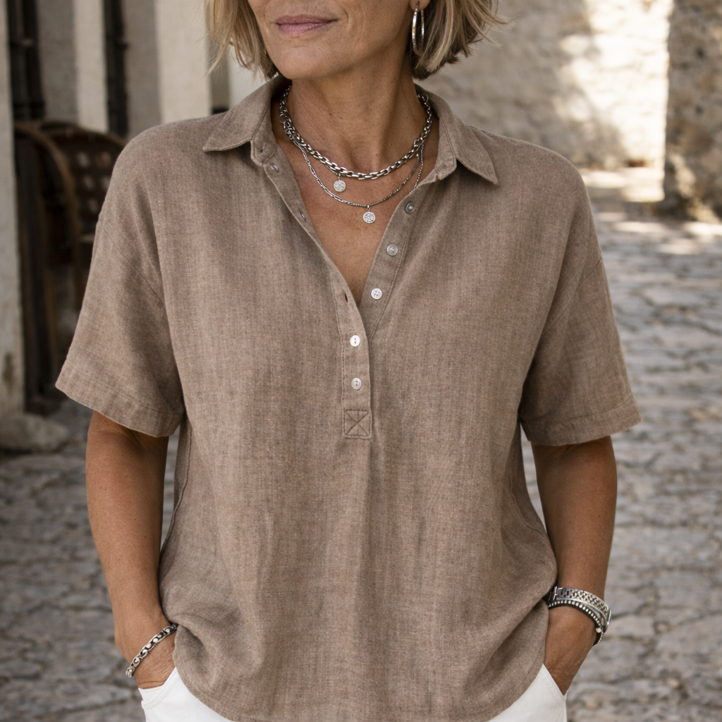 Sofia | Elegante Camicetta Donna in Lino – Fresca, Rilassata e Versatile 0