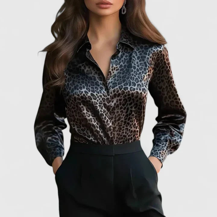 Sofia | Elegante Camicetta a Maniche Lunghe con Stampa Leopardata 2