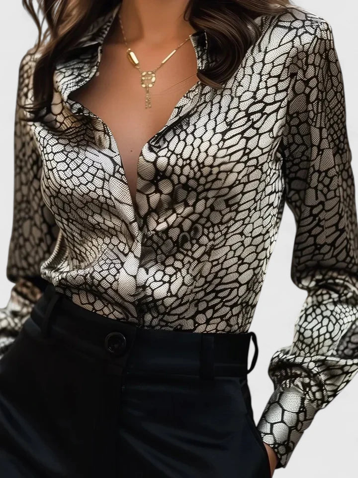 Sofia | Elegante Camicetta a Maniche Lunghe con Stampa Leopardata 3