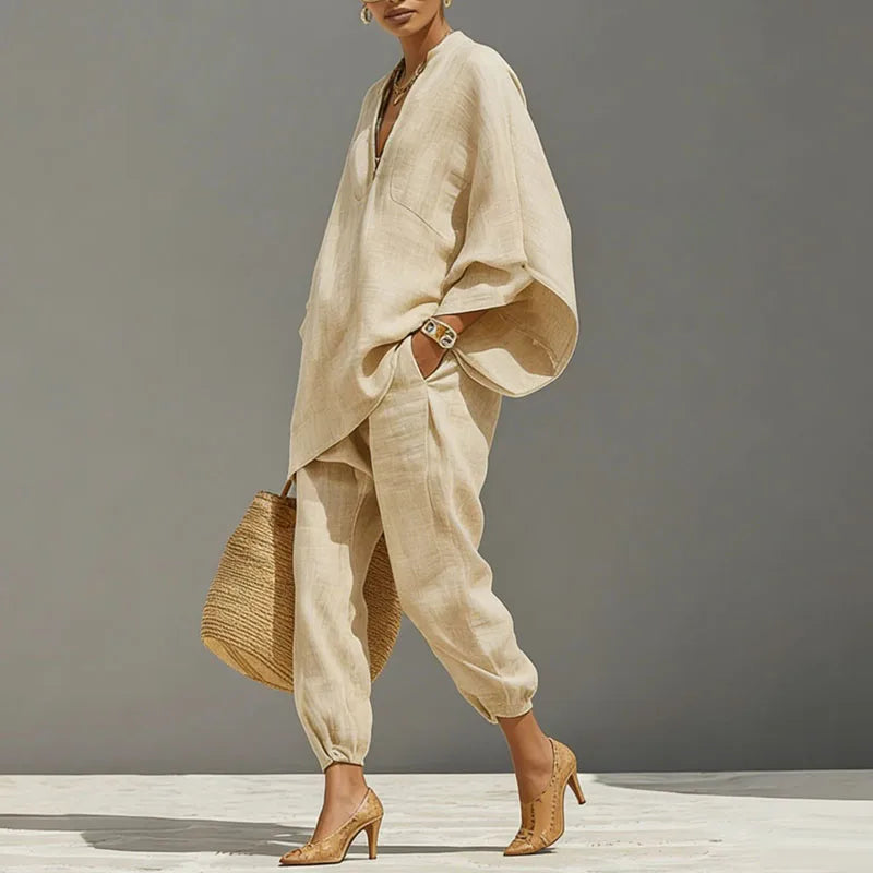 Sofia | Elegante Completo Donna con Maniche a Pipistrello e Pantaloni Affusolati 3