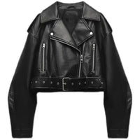 Alessandra | Giacca Biker Vintage in Ecopelle con Cintura