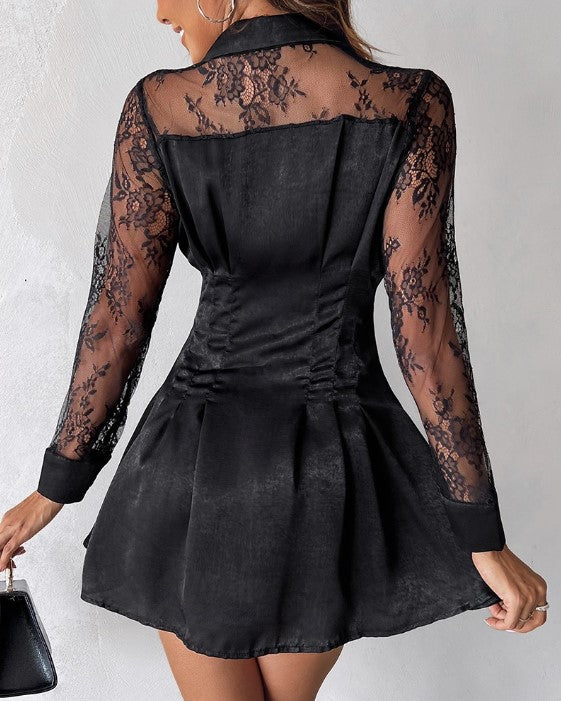Sofia | Elegante Miniabito con Maniche in Pizzo e Abbottonatura 5