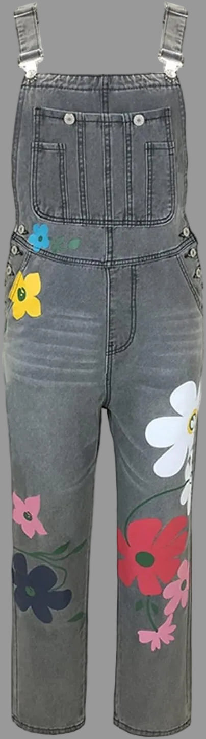 Sofia | Tuta Donna in Denim Vintage con Ricami Artistici e Spalline Regolabili 4