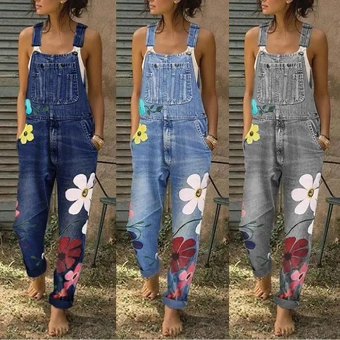 Sofia | Tuta Donna in Denim Vintage con Ricami Artistici e Spalline Regolabili 7