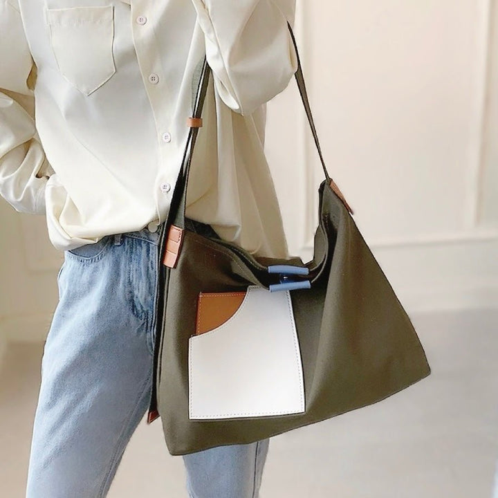 Sophia | Borsa tote moderna in tela e pelle sintetica con blocchi di colore 4