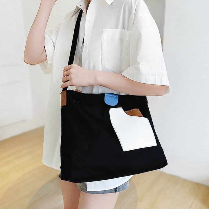 Sophia | Borsa tote moderna in tela e pelle sintetica con blocchi di colore 6