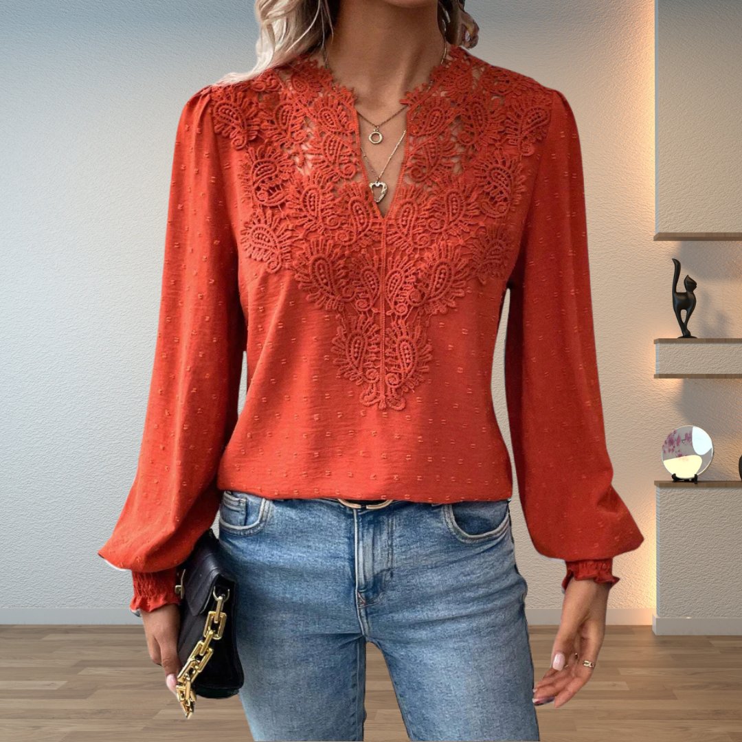 Sophie | Camicetta a maniche lunghe comoda ed elegante con corpetto in pizzo 0
